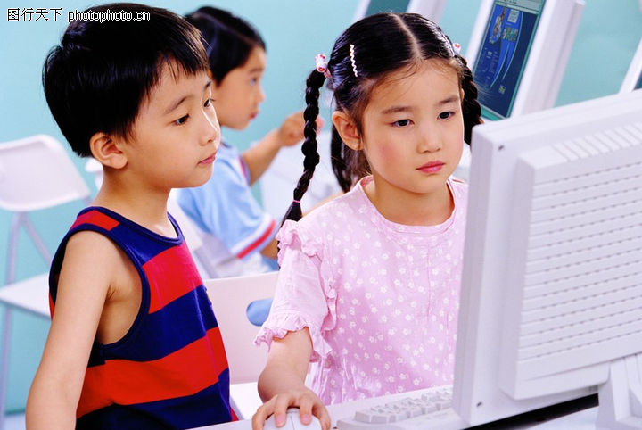 儿童学习,人物,儿童+电脑