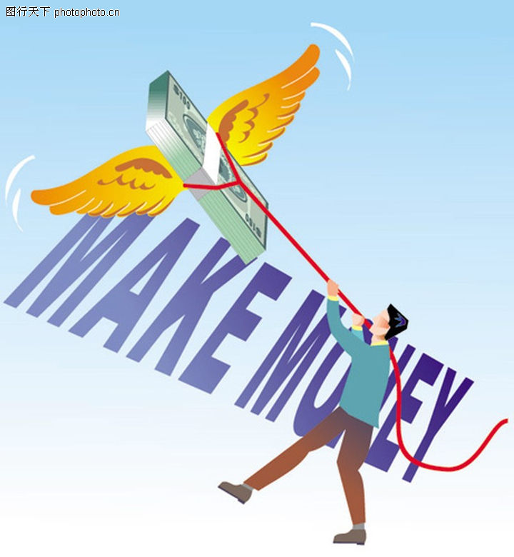 号0010-商务符号图-商业金融图库-放风筝 放长线 投资