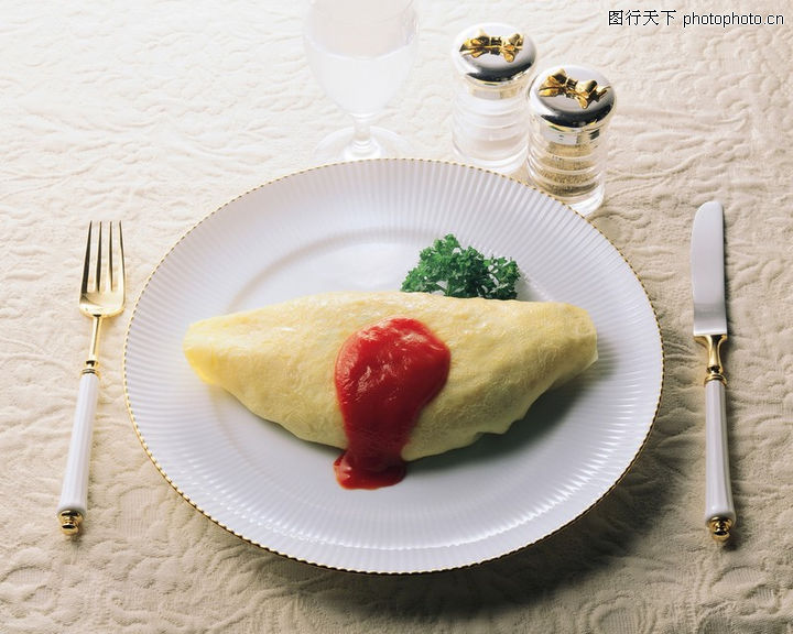 界0243-美食世界图-饮食水果图库-刀子 叉子 碟子