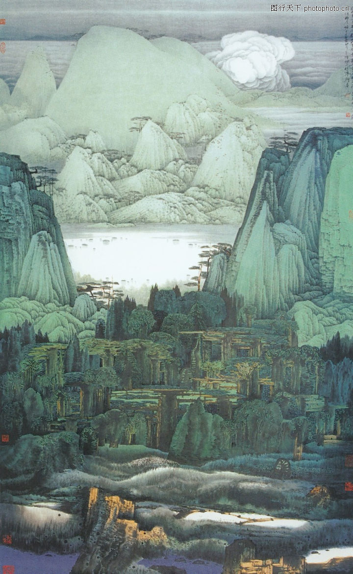 中国现代山水0158-中国现代山水图-山水名画图库