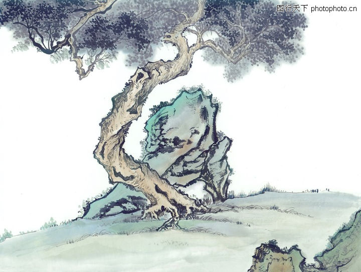 山水名画,苍松+大树