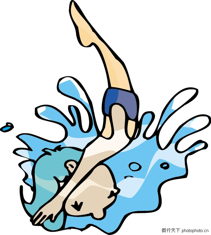 运动卡通0023-运动卡通图-漫画卡通图库-户外运动游泳