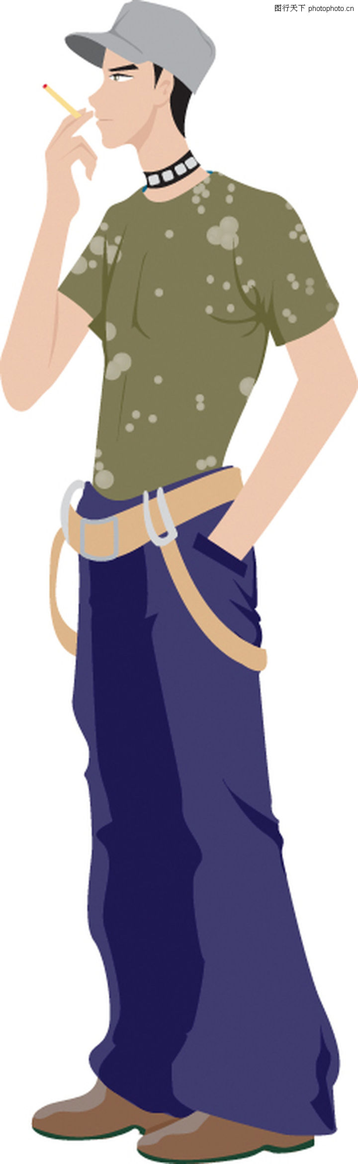 流行时男0008-流行时男图-标题插画图库-吸烟