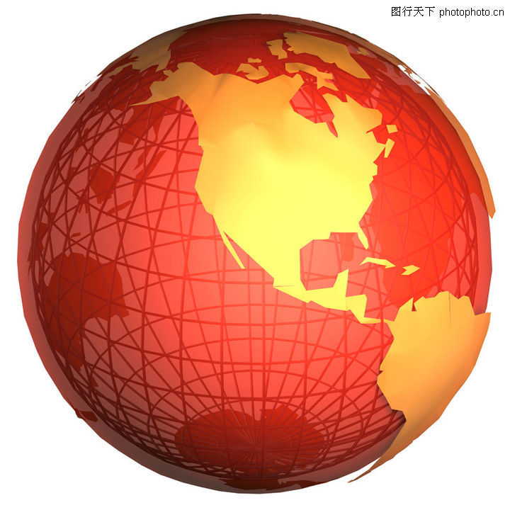 3D地球0010-3D地球图-未来科技图库-黄色 美