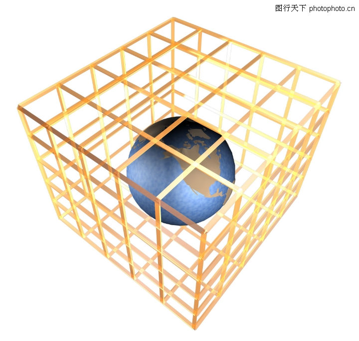 3D地球0074-3D地球图-科技图库-黄金 牢笼 困
