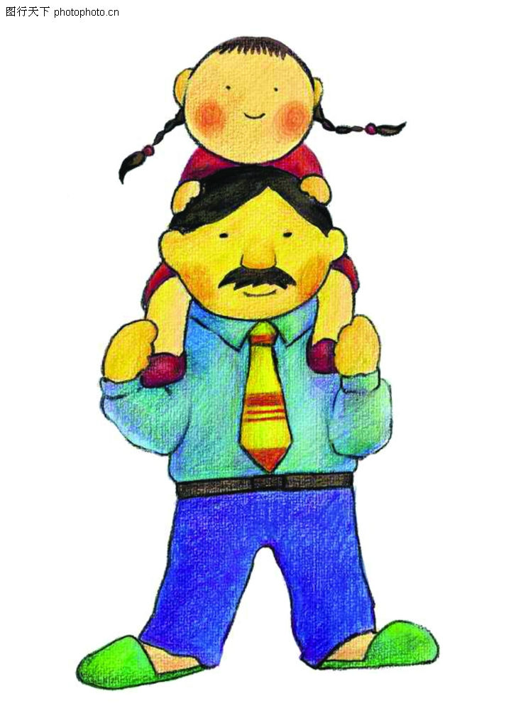 乐家庭0063-欢乐家庭图-标题插画图库-父亲女