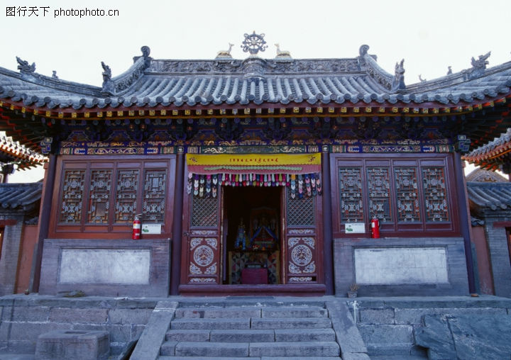 民间建筑,建筑,台阶+寺庙