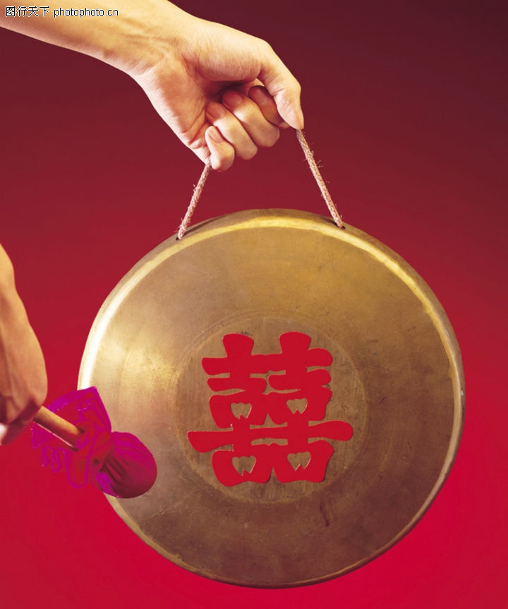 193-情侣婚姻物品图-喜庆婚姻图库-喜字 敲锣