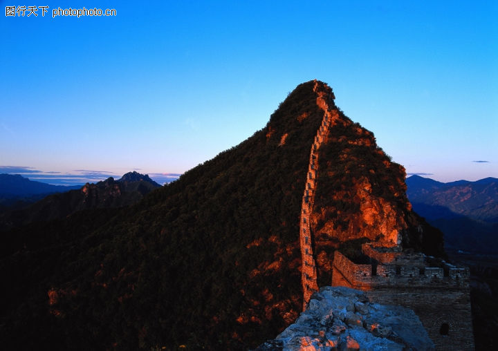 万里长城,古代名胜,山头 烽火台 暮色,万里长城0095高清图片