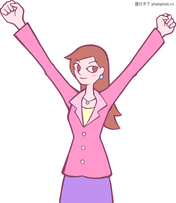 时尚女性0083-时尚女性图-卡通人物图库-伸展放松手势