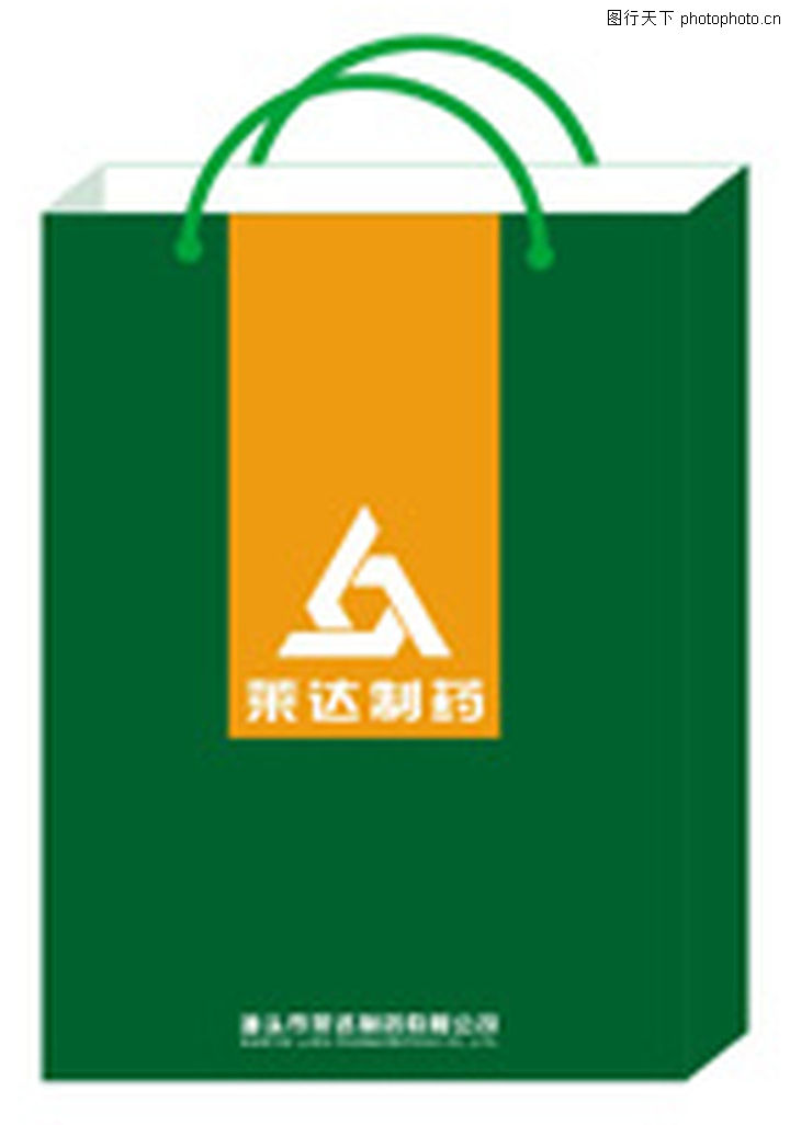 VI模板图-商业VI设计模板图库-手提袋 纸袋子 绿