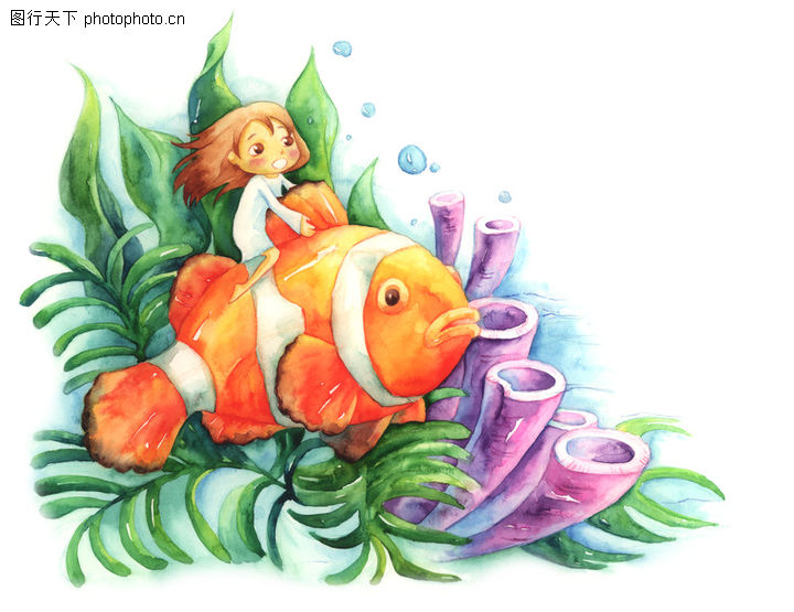 拇指女孩与花0028-拇指女孩与花图-彩绘人物情