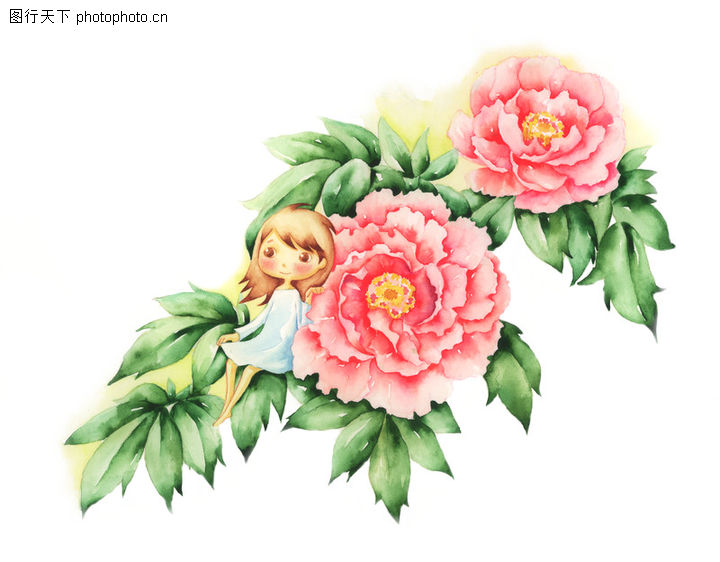 拇指女孩与花0030-拇指女孩与花图-彩绘人物情