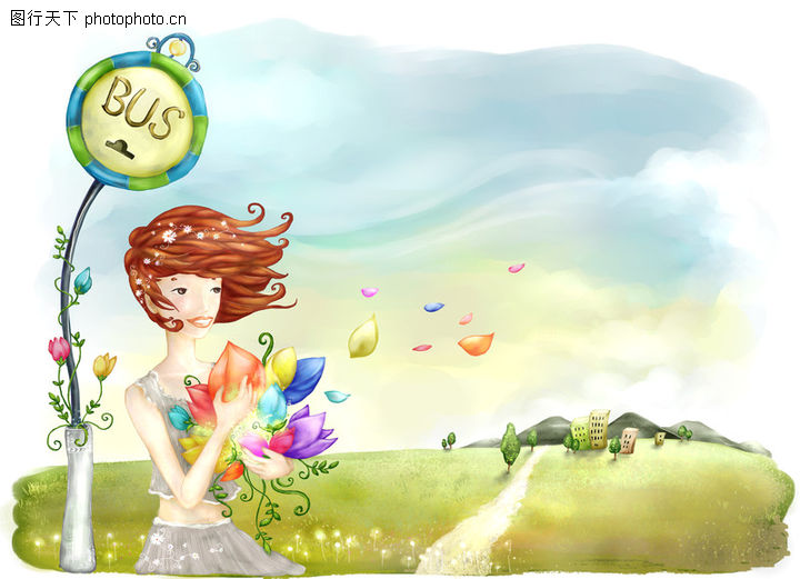 梦想少年0007-梦想少年图-彩绘人物情景模板图