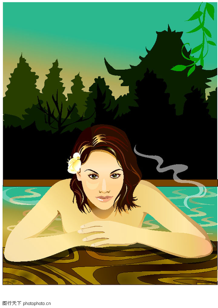 东方SPA0001-东方SPA图-时尚矢量插画图库-