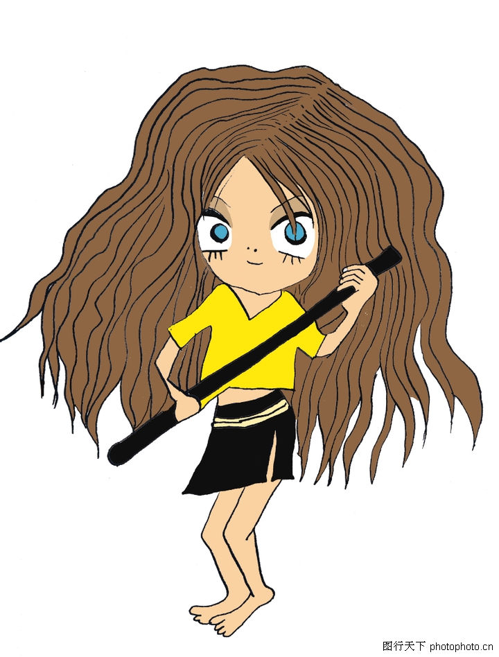 个性<em>卡通</em>,插画,赤脚<em>女孩</em>