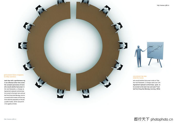 ... 0015-金融图-版式设计图库-俯瞰 圆形会议桌 指导工作