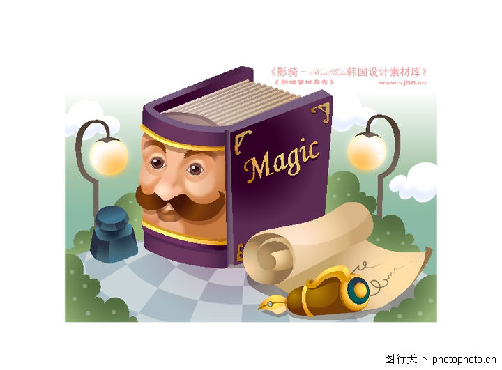 卡通风景0021-卡通风景图-人物图库-魔法 魔术