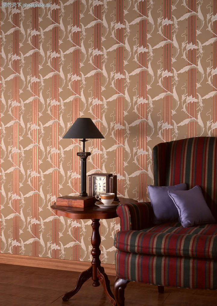 潢0032-室内装潢图-建筑空间图库-花色 台灯 沙