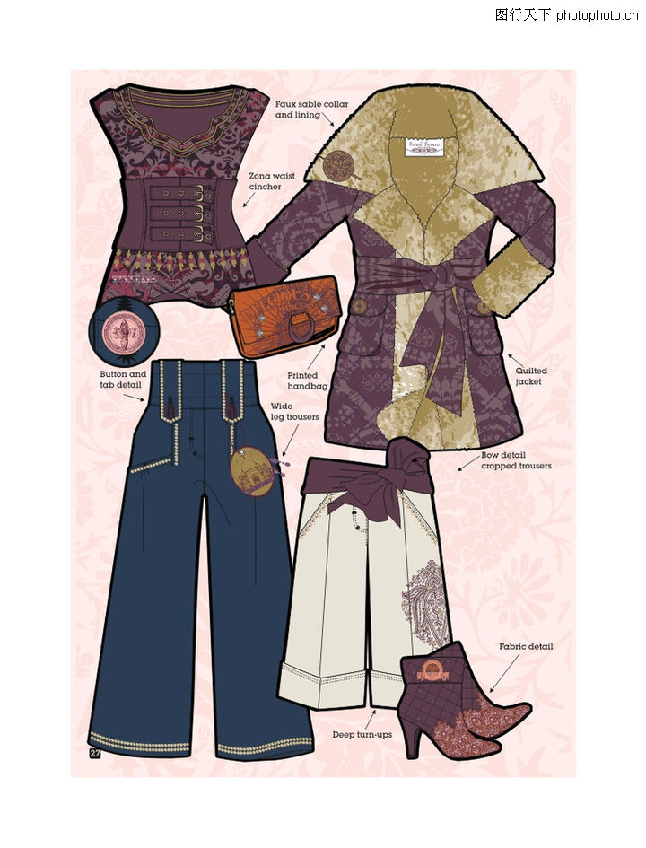 巴黎女性冬季时装花纹0027-巴黎女性冬季时装