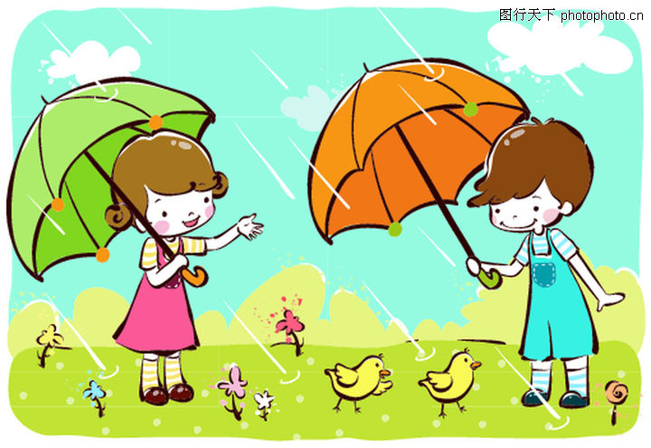 少年儿童,下雨
