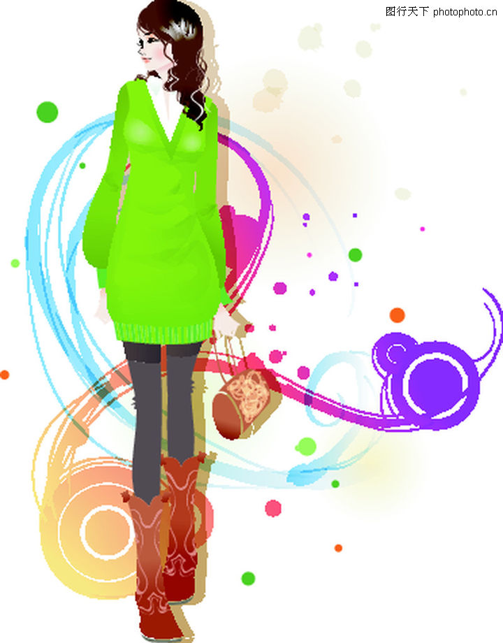 时尚女孩0028-时尚女孩图-人物图库-绿色衣服